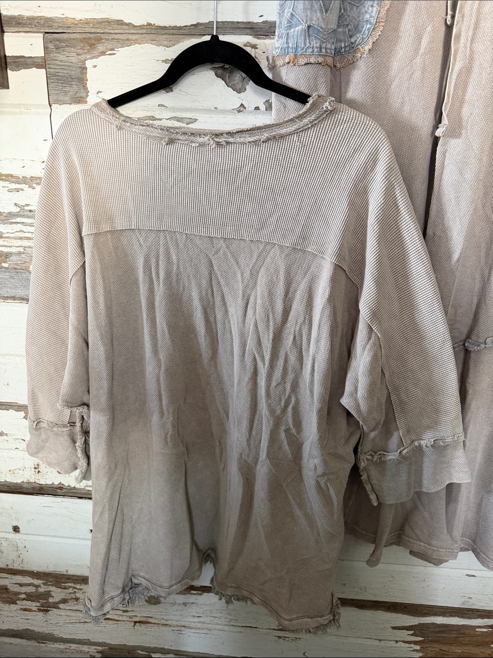 Easel Boho Wide Leg Pants and shirt in Faded Taupe with Patch Pocket new - Picture 9 of 15